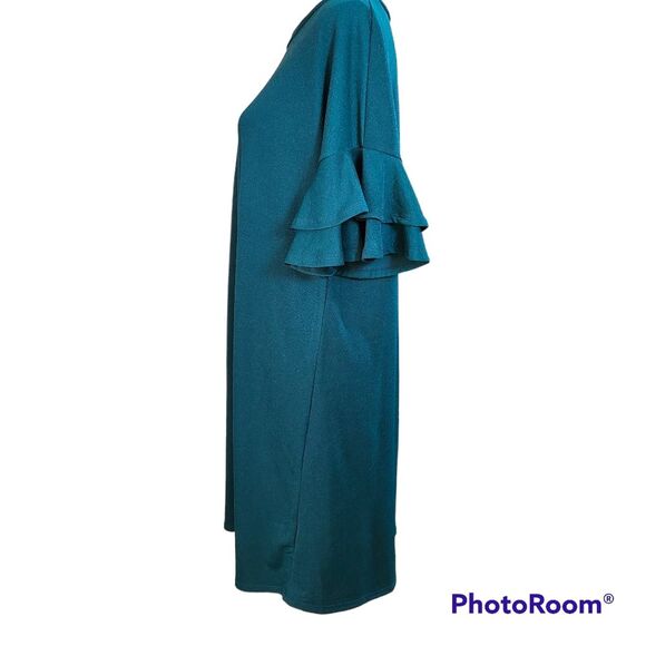 NWT White Birch Size X-Large Green Crepe Ruffle Sleeve Dress Boutique Exclusive - Picture 3 of 8